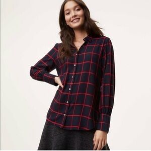 Loft Women's Navy and Red Top